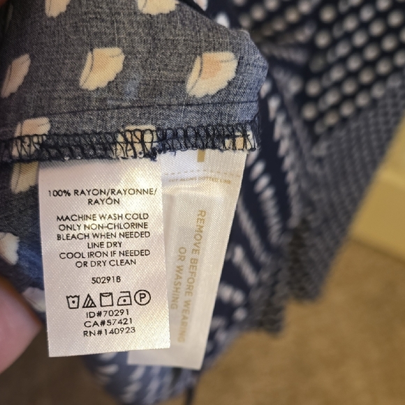 LOFT Dark Blue and White Patterned Maxi Dress - Picture 6 of 7